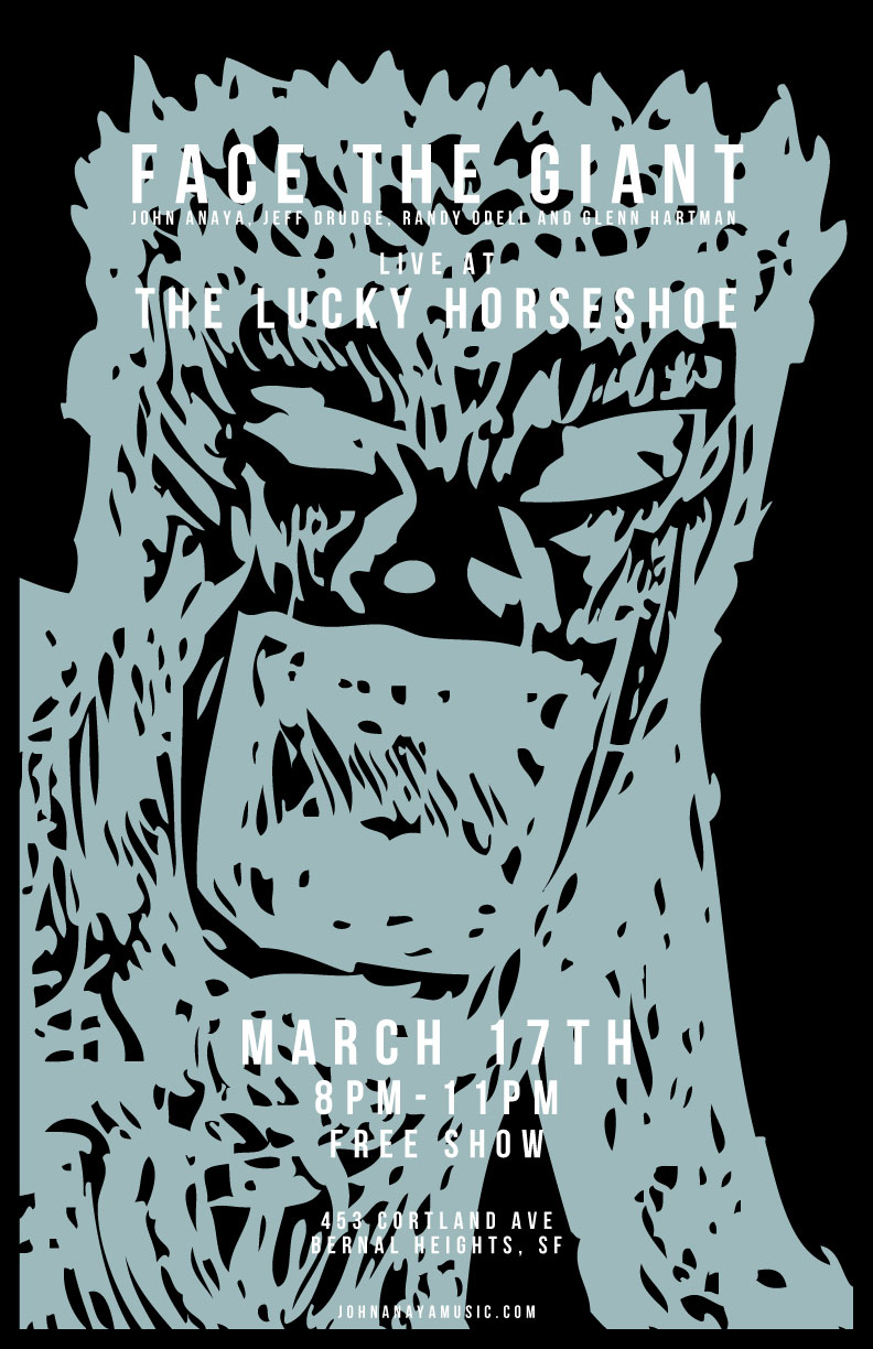 Client: Face The Giant, San Francisco rock band. Description: Poster designed for their final show on March 17th, 2015 show at The Lucky Horseshoe in San Francisco, CA. Color variant #1.