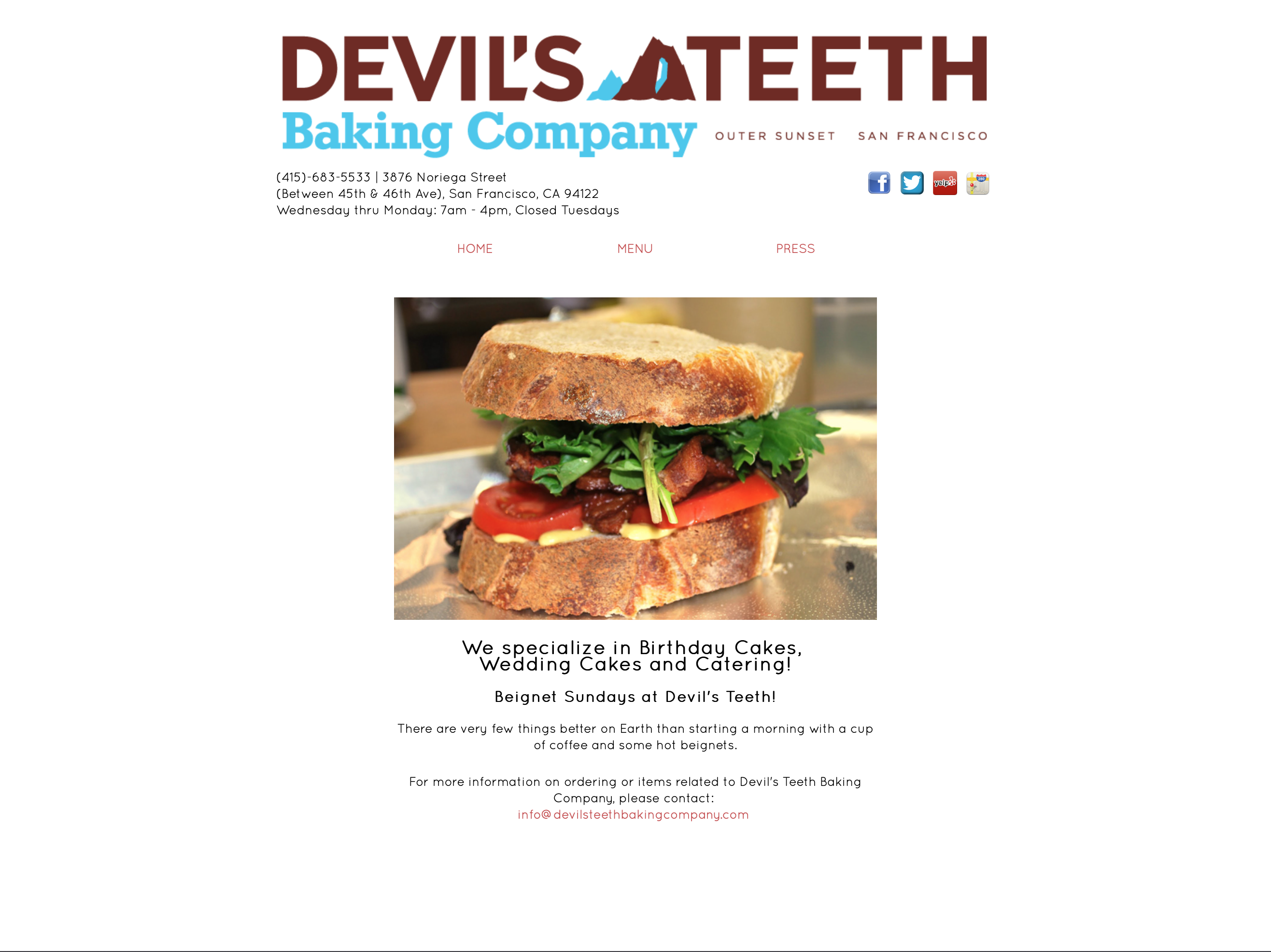 Client: Devil's Teeth Baking Company. Description: Designed the original website for this local San Francisco bakery and cafe located in the Outer Sunset.