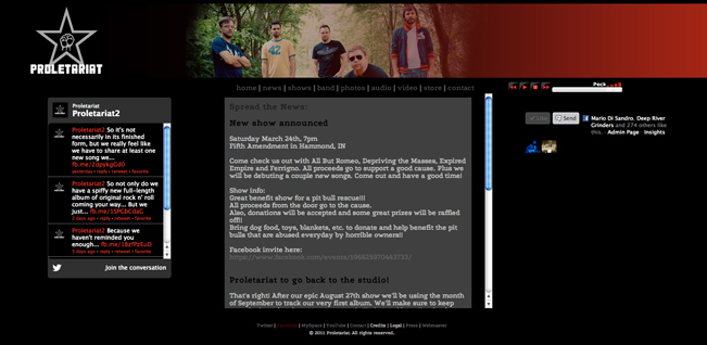 Client: Proletariat, band out of Gary, IN. Description: Designed and concepted the website for this Northwestern Indiana rock band.